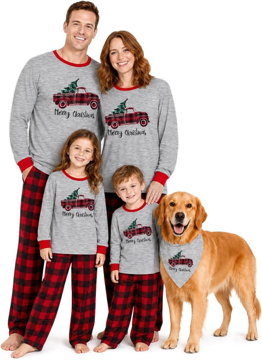 IFFEI Family Christmas Pajamas Matching Sets with Festive Tops and Pockets