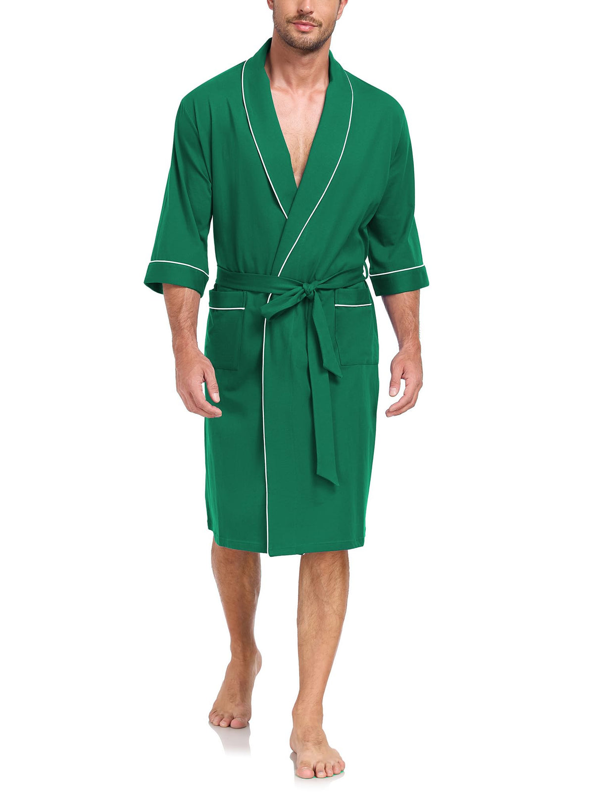 100% Cotton Mens Summer Robe Lightweight Bathrobe Multi Color