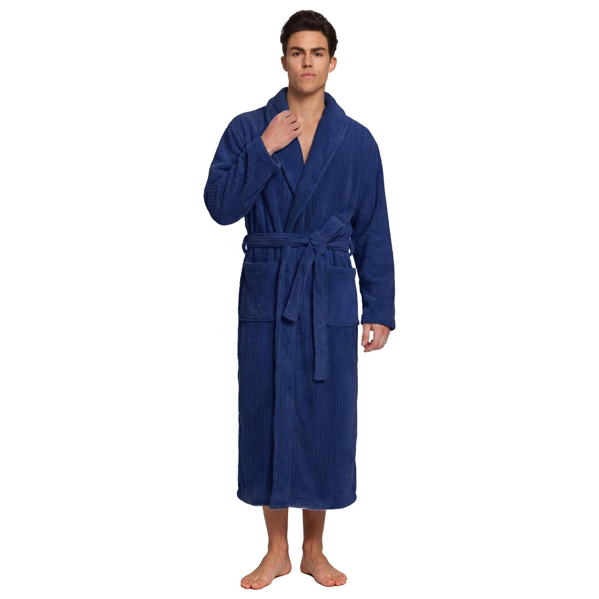 PJGGZ Men's Shawl Collar Bathrobe, Soft Long Towel Robe for Men - Super Absorbent Quick Dry yet Warm