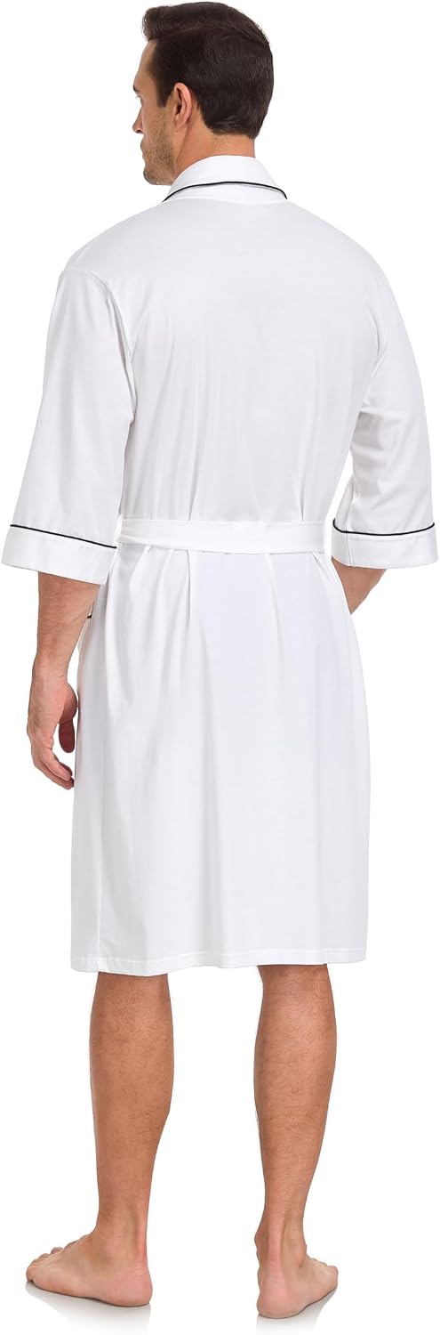 COLORFULLEAF Men's 100% Cotton Robe Lightweight Summer Short Bathrobe