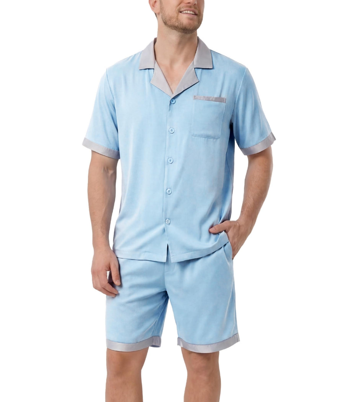 DAVID ARCHY Men's Satin Pajama Set Soft Summer Loungewear