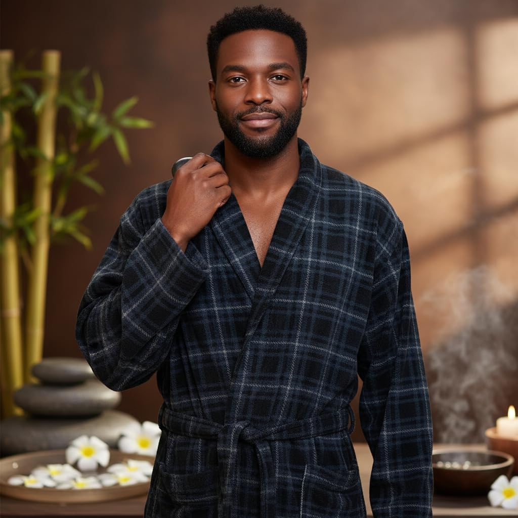 Beverly Hills Polo Club Men's Beverly Hills Polo Micro Fleece Loungewear Robes