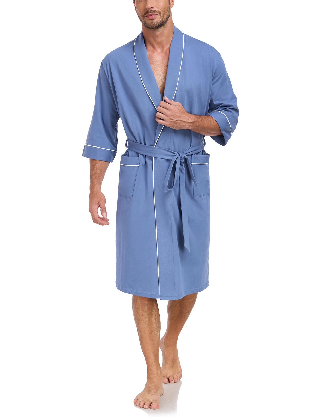 100% Cotton Mens Summer Robe Lightweight Bathrobe Multi Color