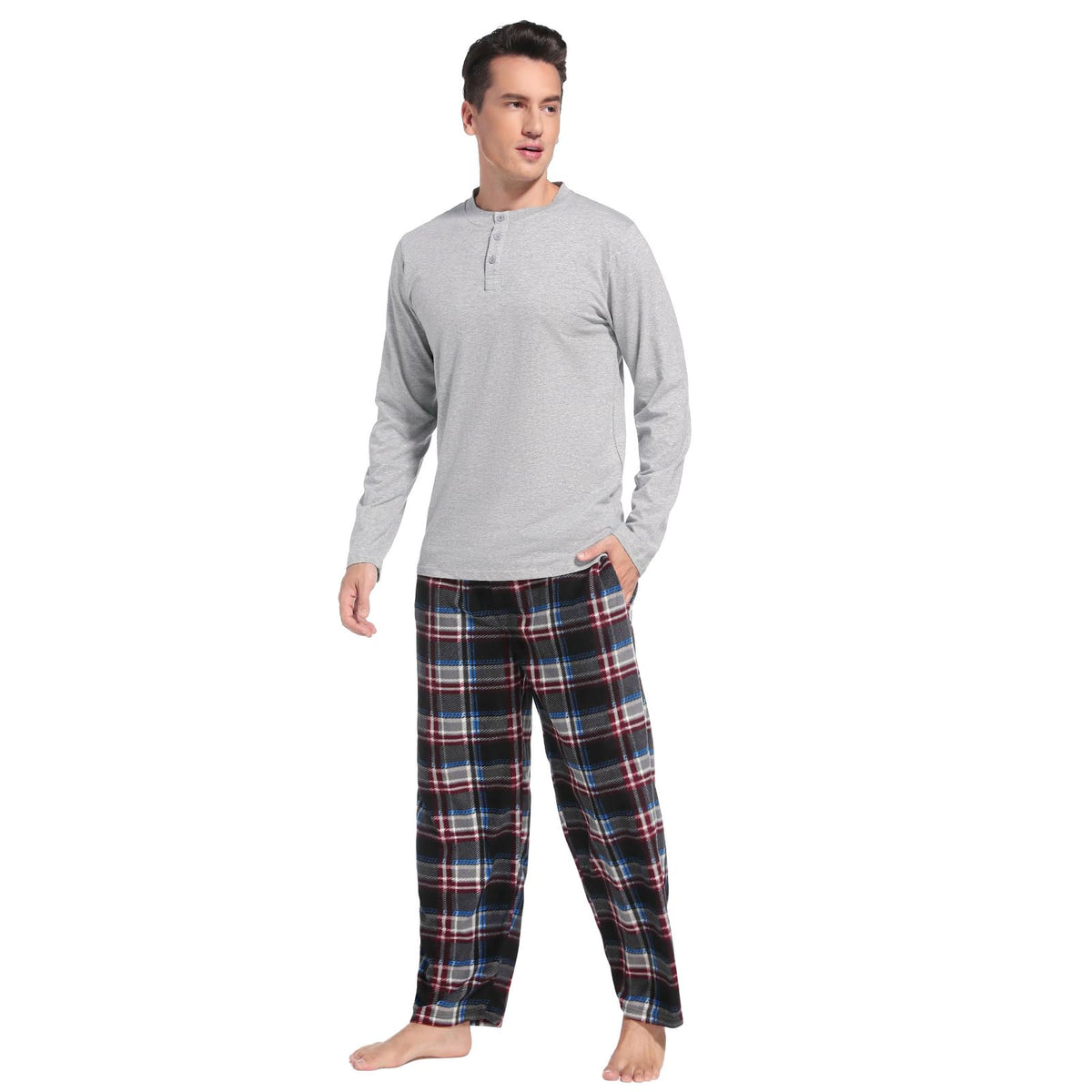 DG Hill Mens Pajama Pants - Pajamas Set Flannel PJ Pants for Men Cotton Top