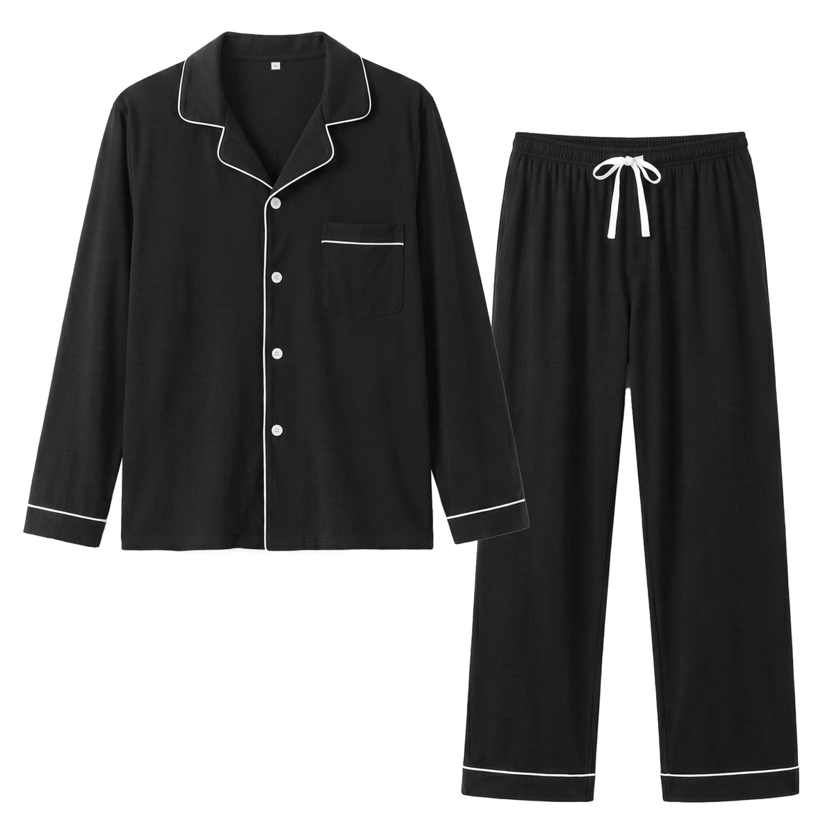 Vulcandon Mens Cotton Pajamas Set, Button Down Sleepwear 2 Piece PJs