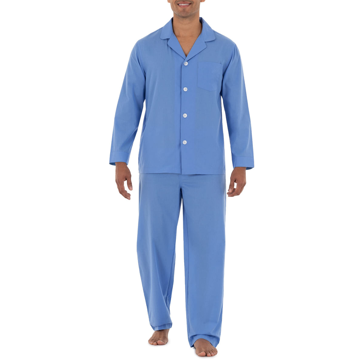 Fruit of the Loom Men's Long Sleeve Broadcloth Pajama Set