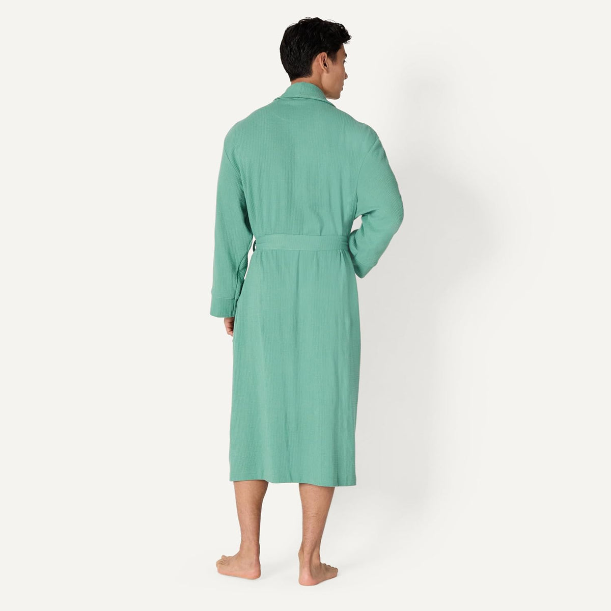 Amazon Essentials Men's Lightweight Cotton Waffle Bath Robe, Mid-Length Loungewear (Available in Big & Tall)