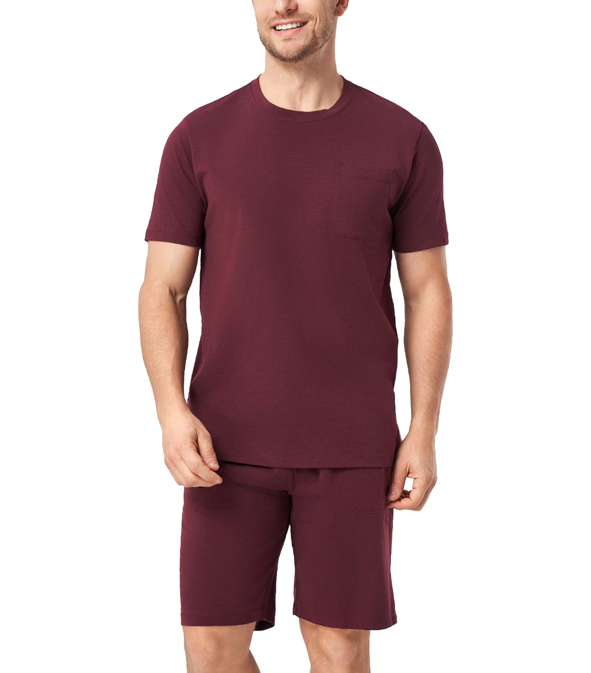 DAVID ARCHY Mens Pajamas Set Cotton Slub Lightweight Summer Sleepwear