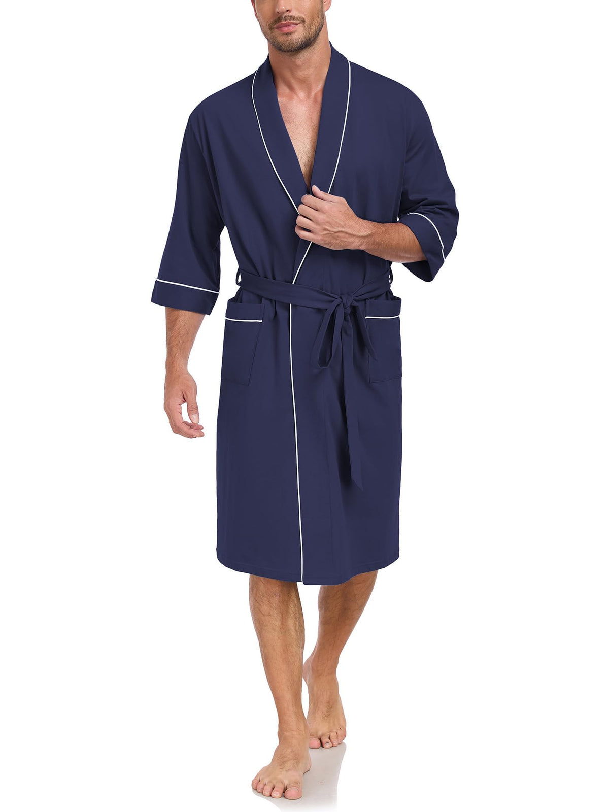 100% Cotton Mens Summer Robe Lightweight Bathrobe Multi Color