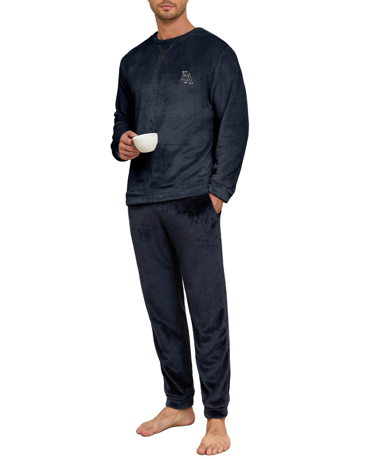 Mens Pajama Sets Fleece Pjs Winter Warm Lounge Sleepwear Soft Comfy Pajamas for Men