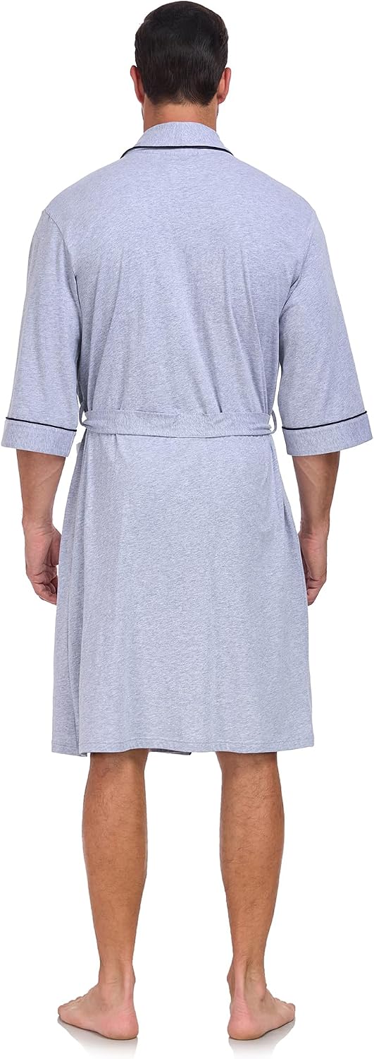 100% Cotton Mens Summer Robe Lightweight Bathrobe Multi Color