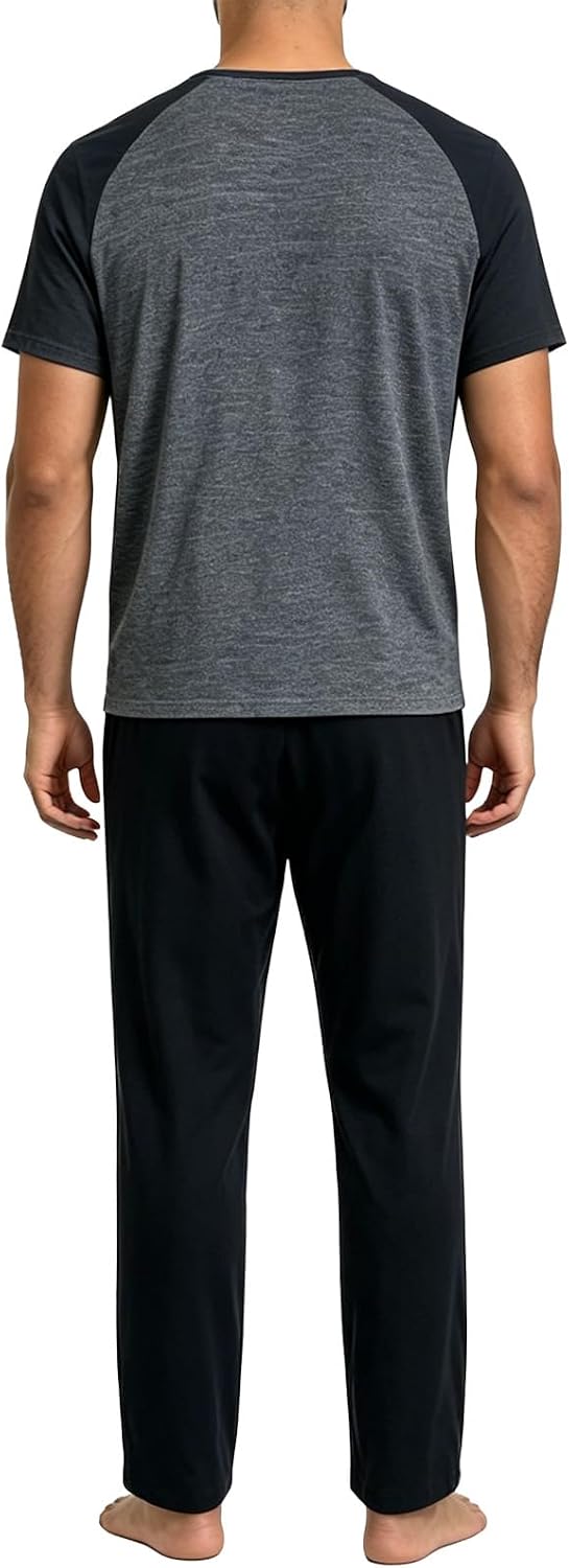 Men's Pajama Lounge Set - Soft 2 Piece Sleepwear with Pockets