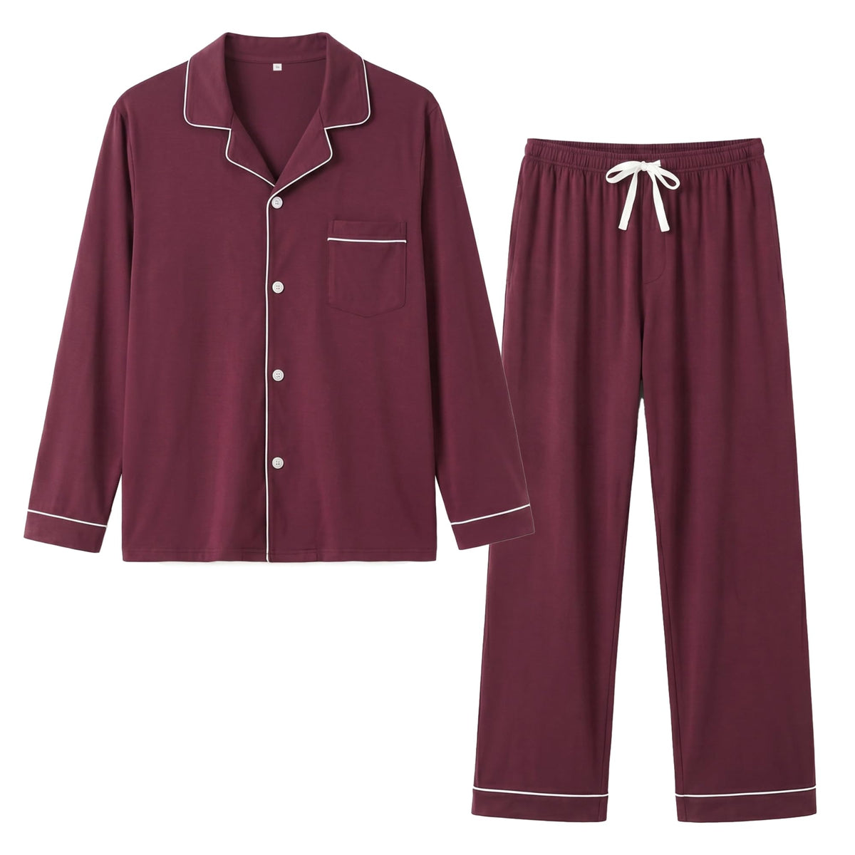 Vulcandon Mens Cotton Pajamas Set, Button Down Sleepwear 2 Piece PJs