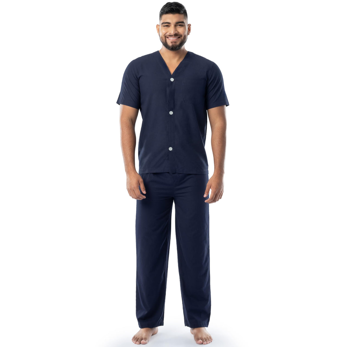 Fruit of the Loom Men's Broadcloth Short Sleeve Top and Long Pants Pajama Set