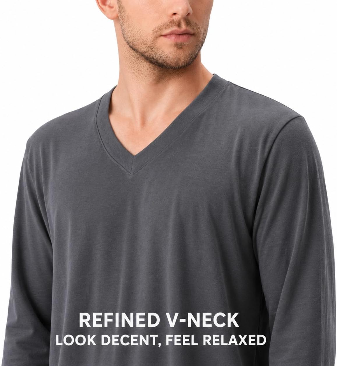 DAVID ARCHY Men's Cotton Pajama Set, Soft V-Neck Long Sleeve PJs