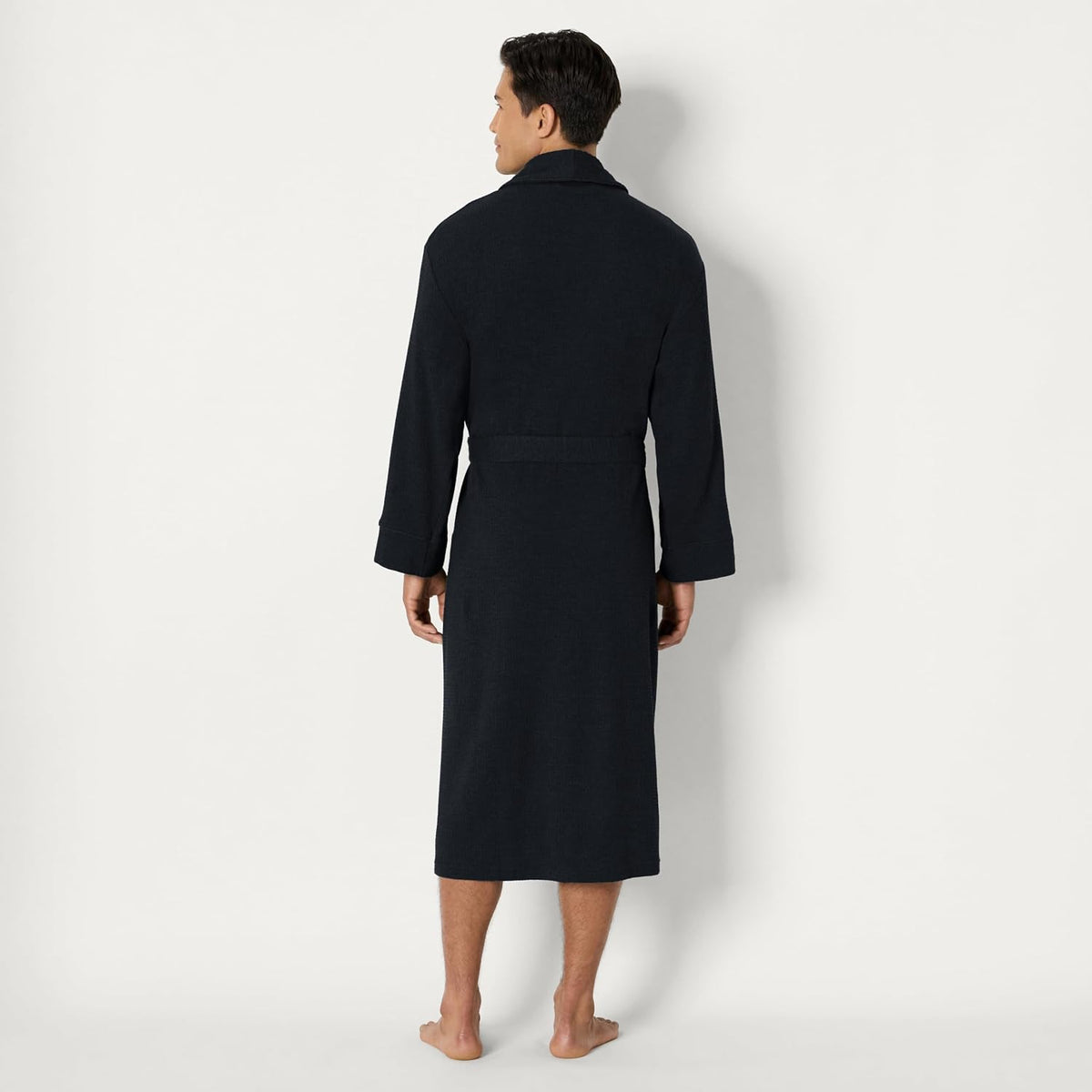Amazon Essentials Men's Lightweight Cotton Waffle Bath Robe, Mid-Length Loungewear (Available in Big & Tall)