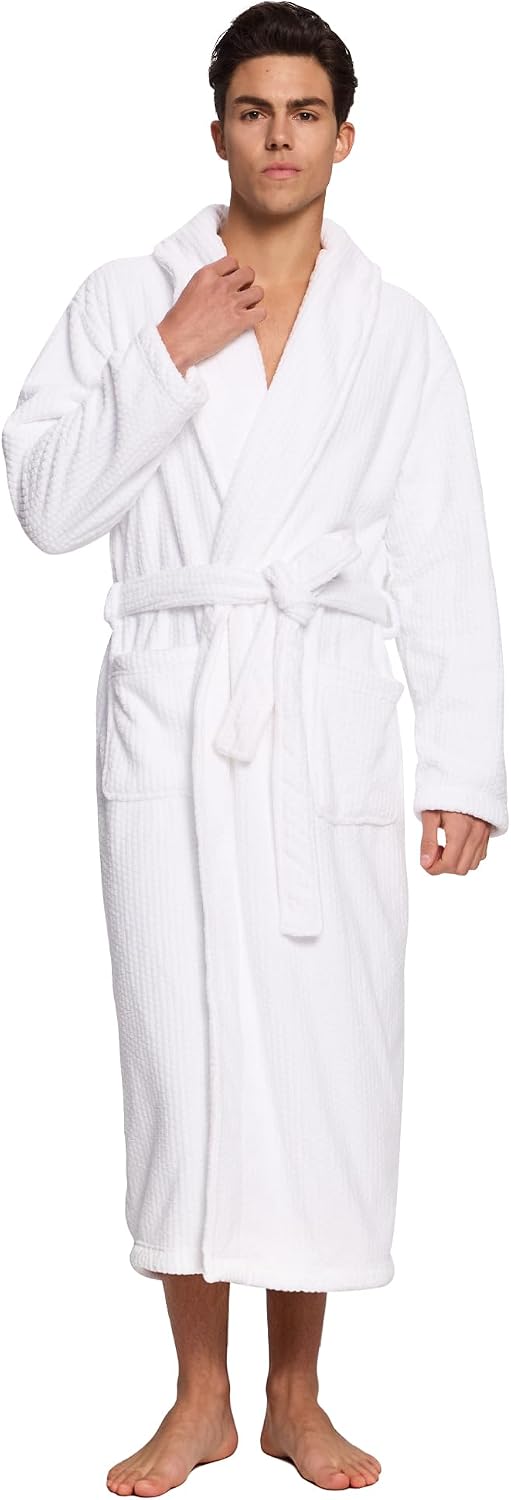 PJGGZ Men's Shawl Collar Bathrobe, Soft Long Towel Robe for Men - Super Absorbent Quick Dry yet Warm