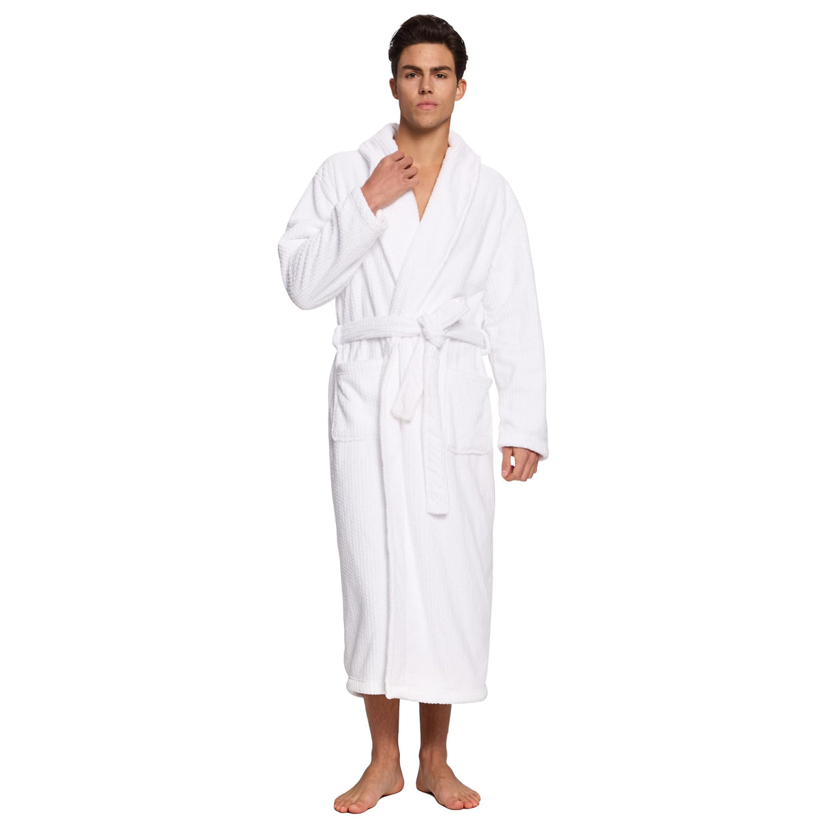 PJGGZ Men's Shawl Collar Bathrobe, Soft Long Towel Robe for Men - Super Absorbent Quick Dry yet Warm
