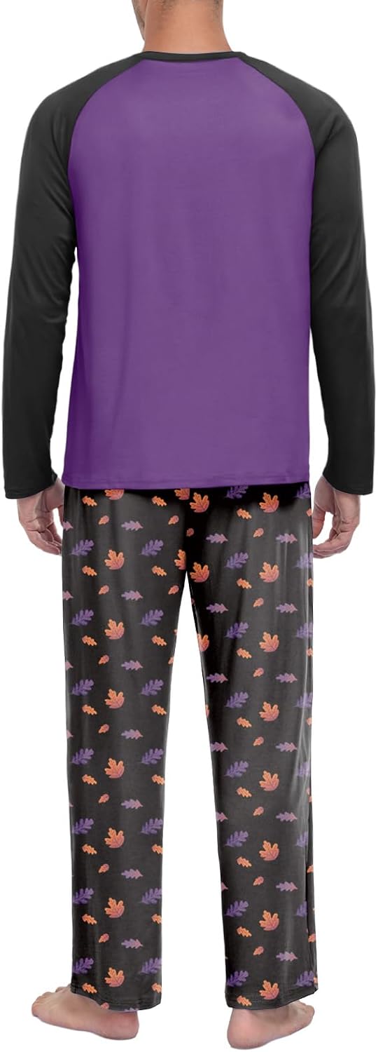 Feiersi Men's Pajama Set Soft Long Sleeve Pjs Sets V-neck Loungewear Shirts