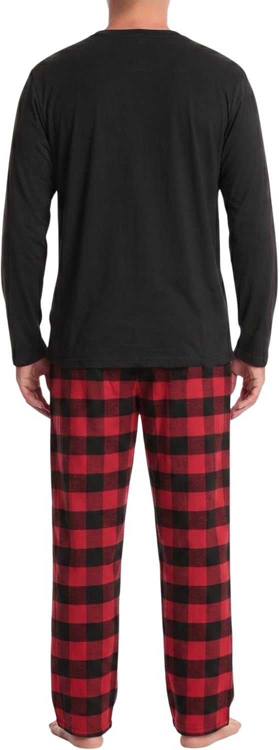 #followme Men's Pajama Set, Henley Top & Flannel Plaid Pajama Pants
