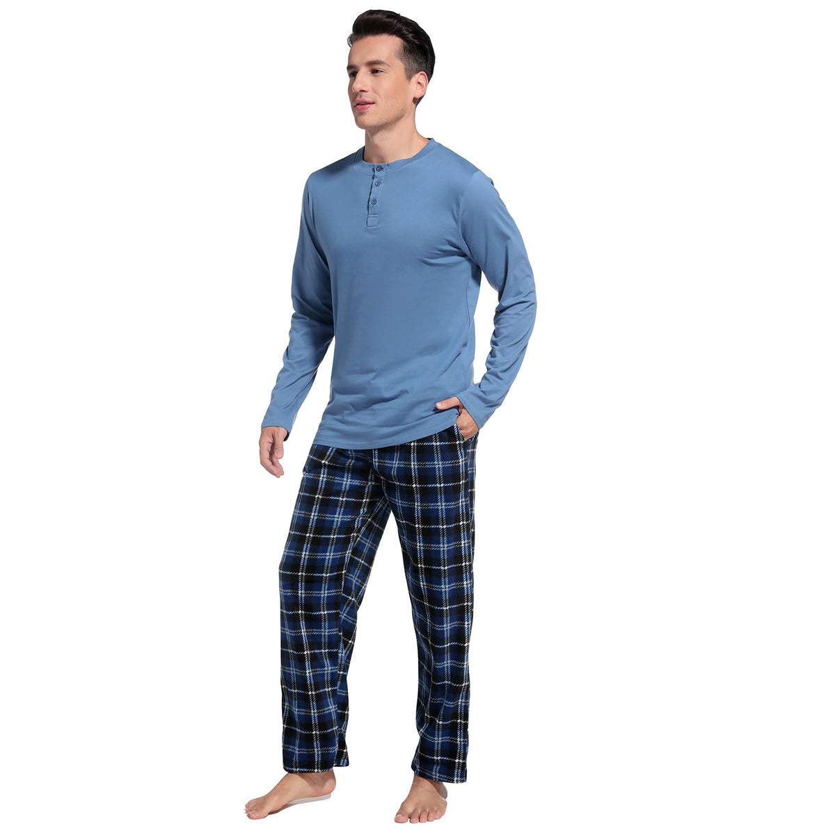 DG Hill Mens Pajama Pants - Pajamas Set Flannel PJ Pants for Men Cotton Top