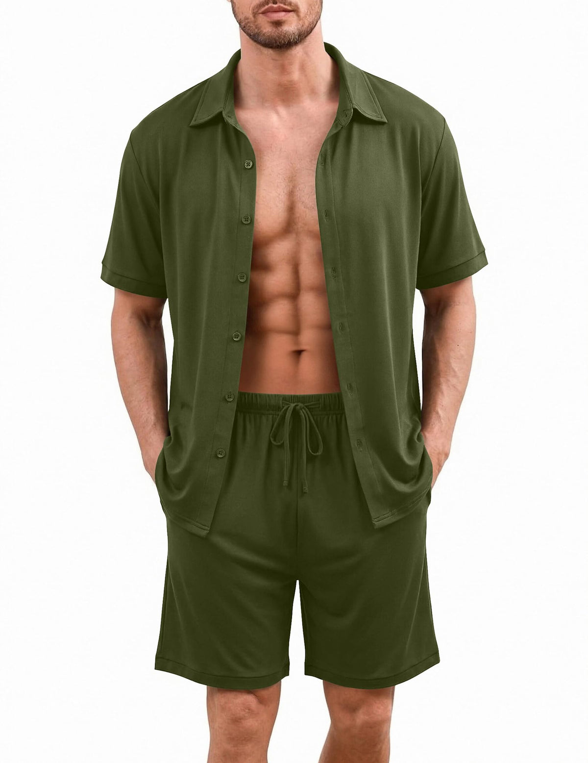 Ekouaer Men's Pajama Sets Button Down Summer Pjs Hawaiian Lounge Set XS-XXL