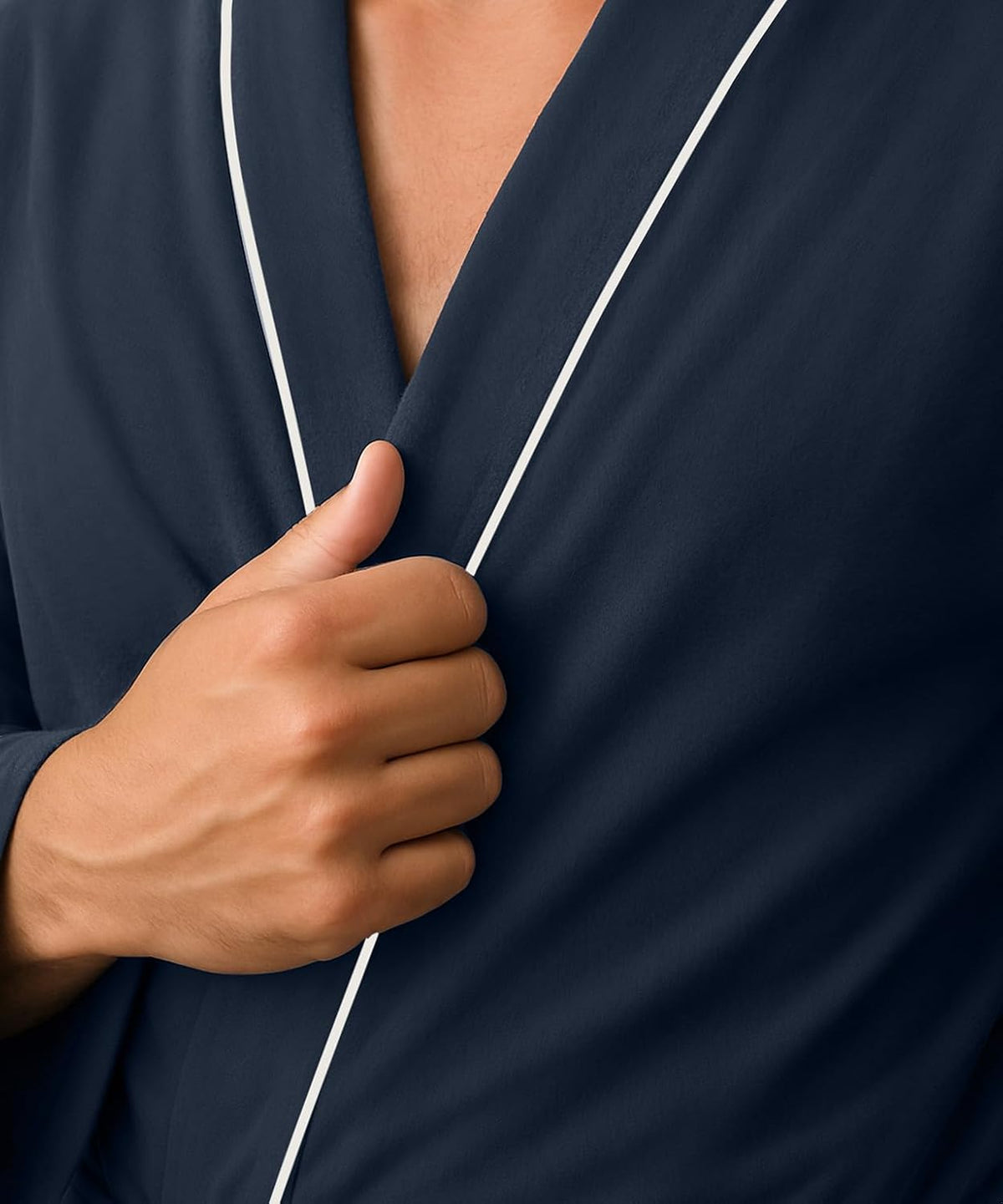 Cotton Blend Lightweight Knit Robe for Men Soft Loungewear Bathrobe