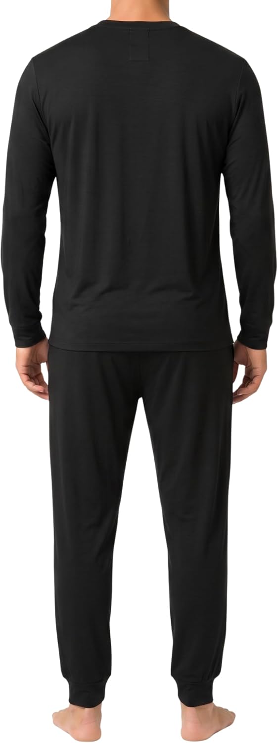 #followme Men's 2-Piece Ultra Soft Pajama Set, Long Sleeve Henley & Joggers