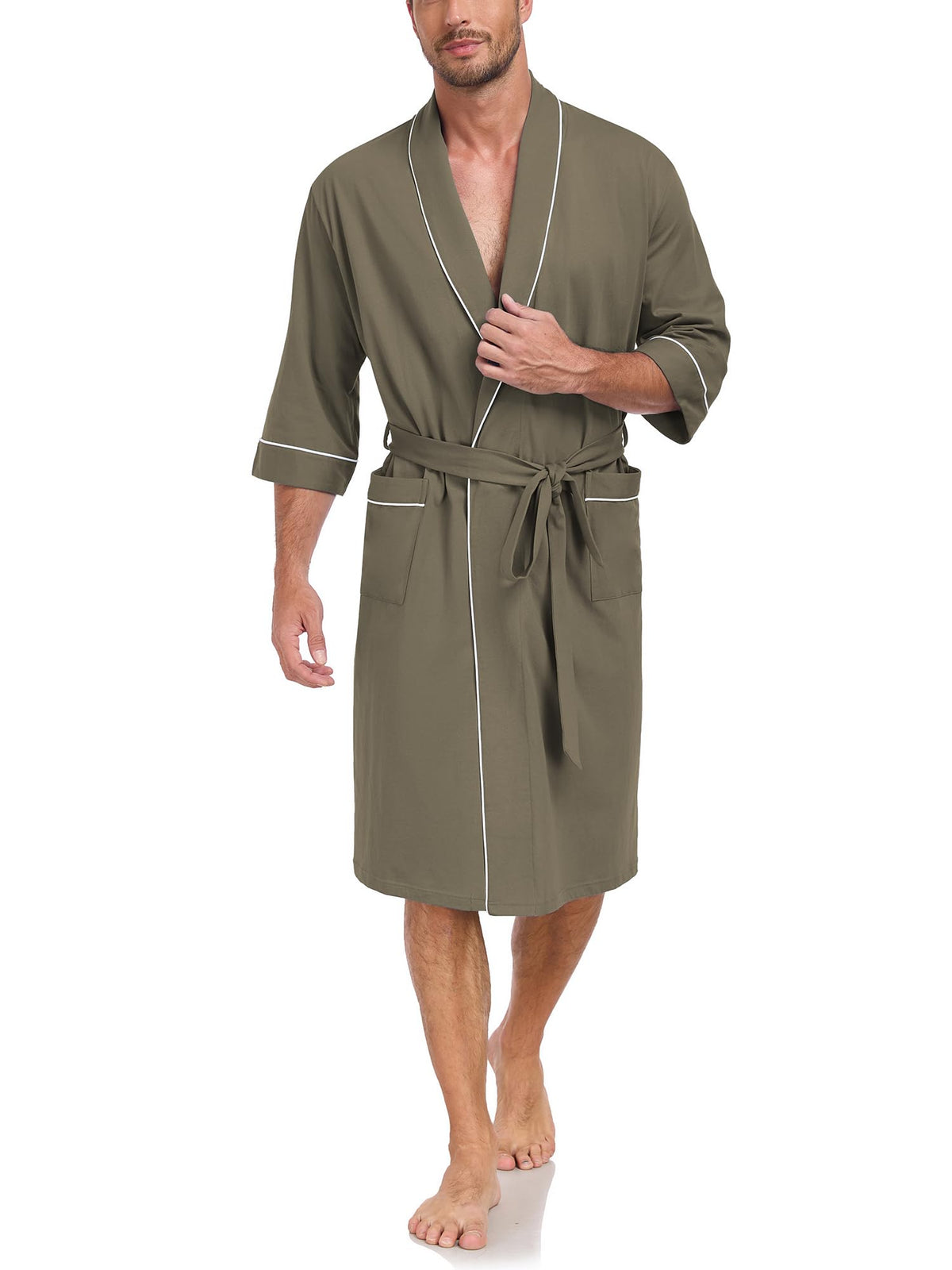 100% Cotton Mens Summer Robe Lightweight Bathrobe Multi Color