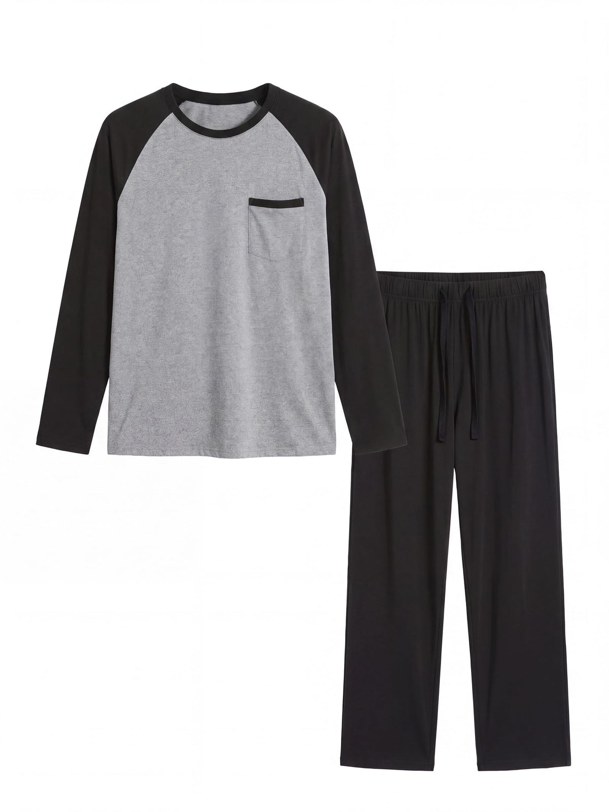 Mens Pajamas Set,Long Sleeve T Shirt Pjs Soft 2 Piece Loungewear With Pants