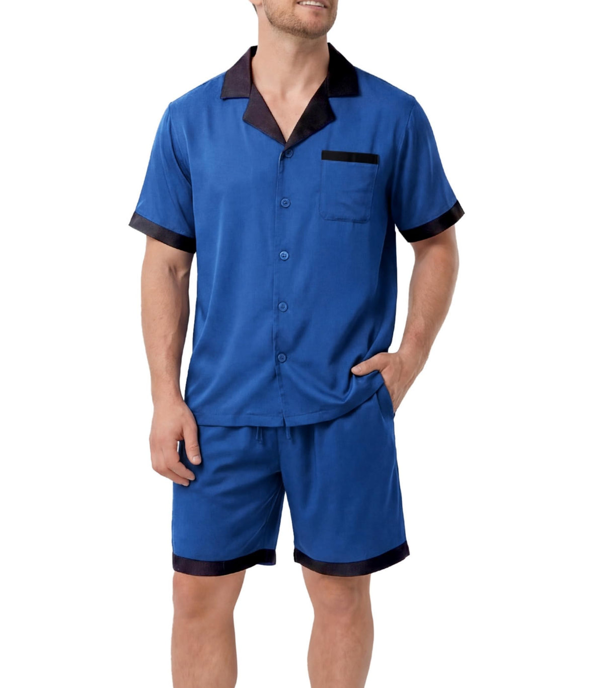 DAVID ARCHY Men's Satin Pajama Set Soft Summer Loungewear