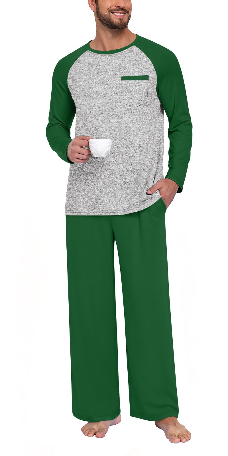 Aodemo Mens Pajamas Set 2 Piece Loungewear Soft Pjs Sets S-4XL