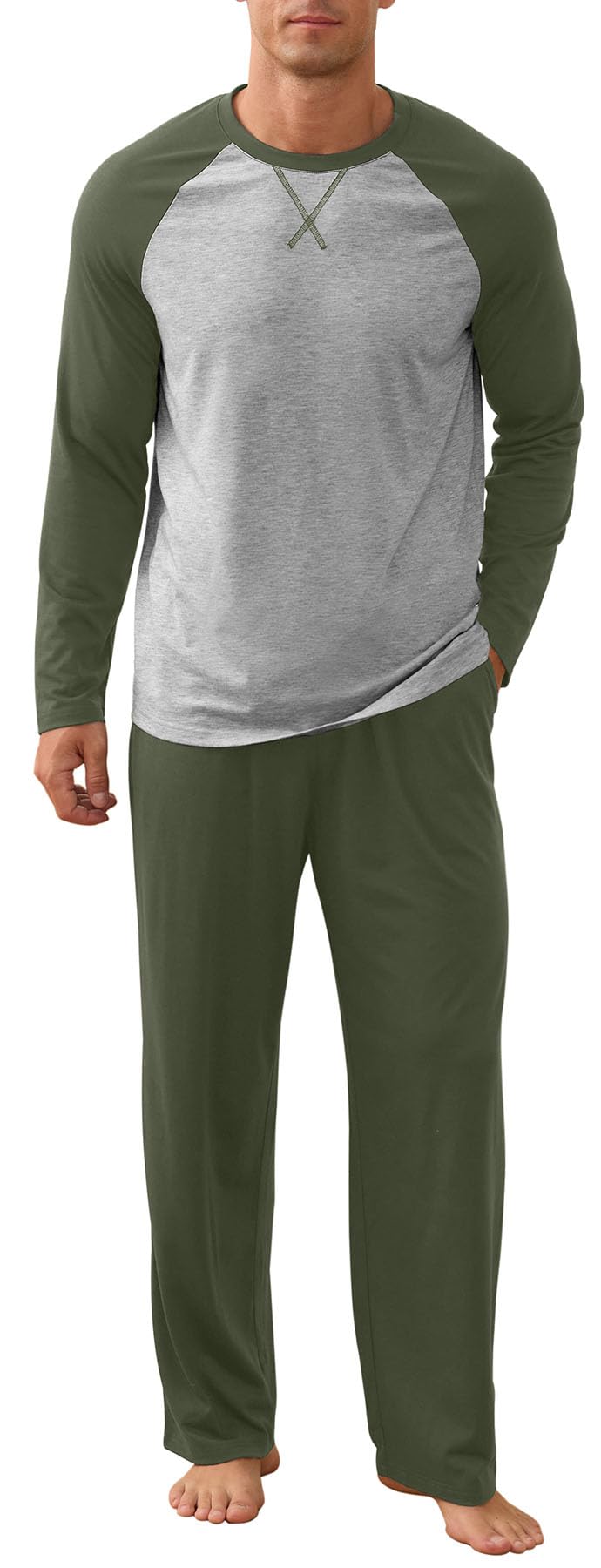 NITAGUT Men's Pajama Set Long Sleeve Sleepwear 2 Piece Loungewear