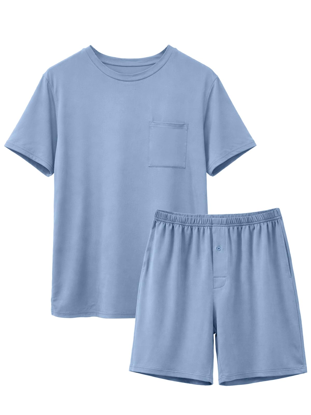 Feiersi Mens Pajama Set Sleepwear Pjs Lightweight Quick Dry Soft Short Sleeve Sleep Set With Pockets