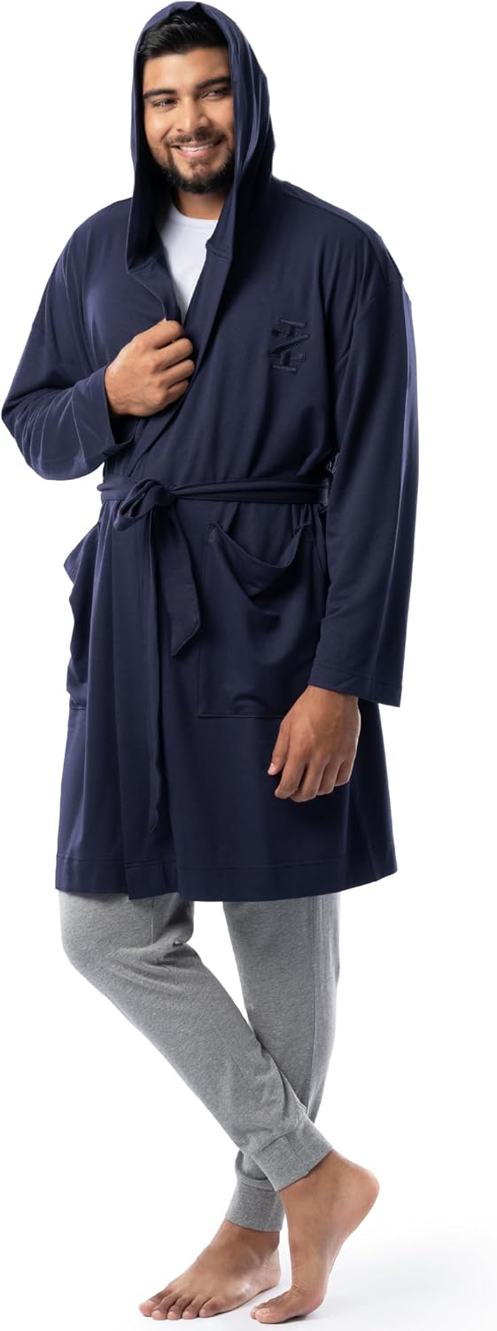 IZOD Men's Micro French Terry Cloth Hooded Bathrobe