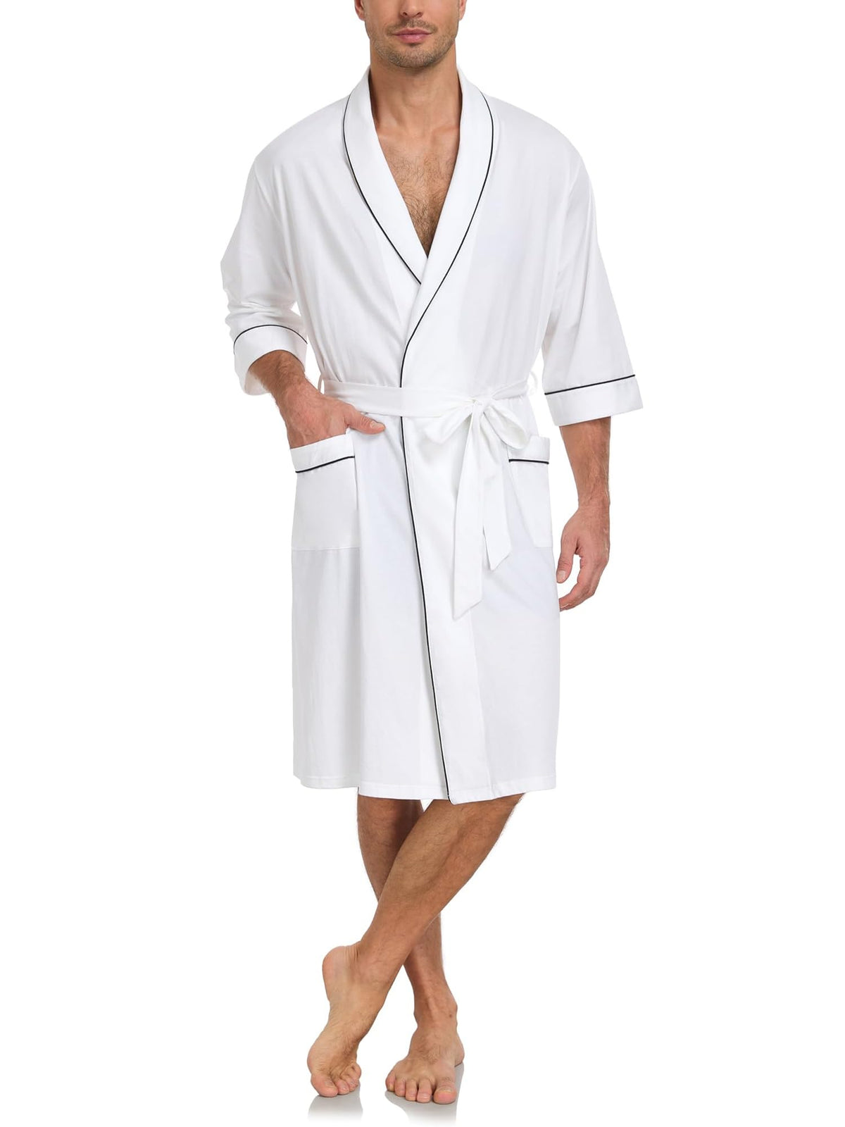 100% Cotton Mens Summer Robe Lightweight Bathrobe Multi Color