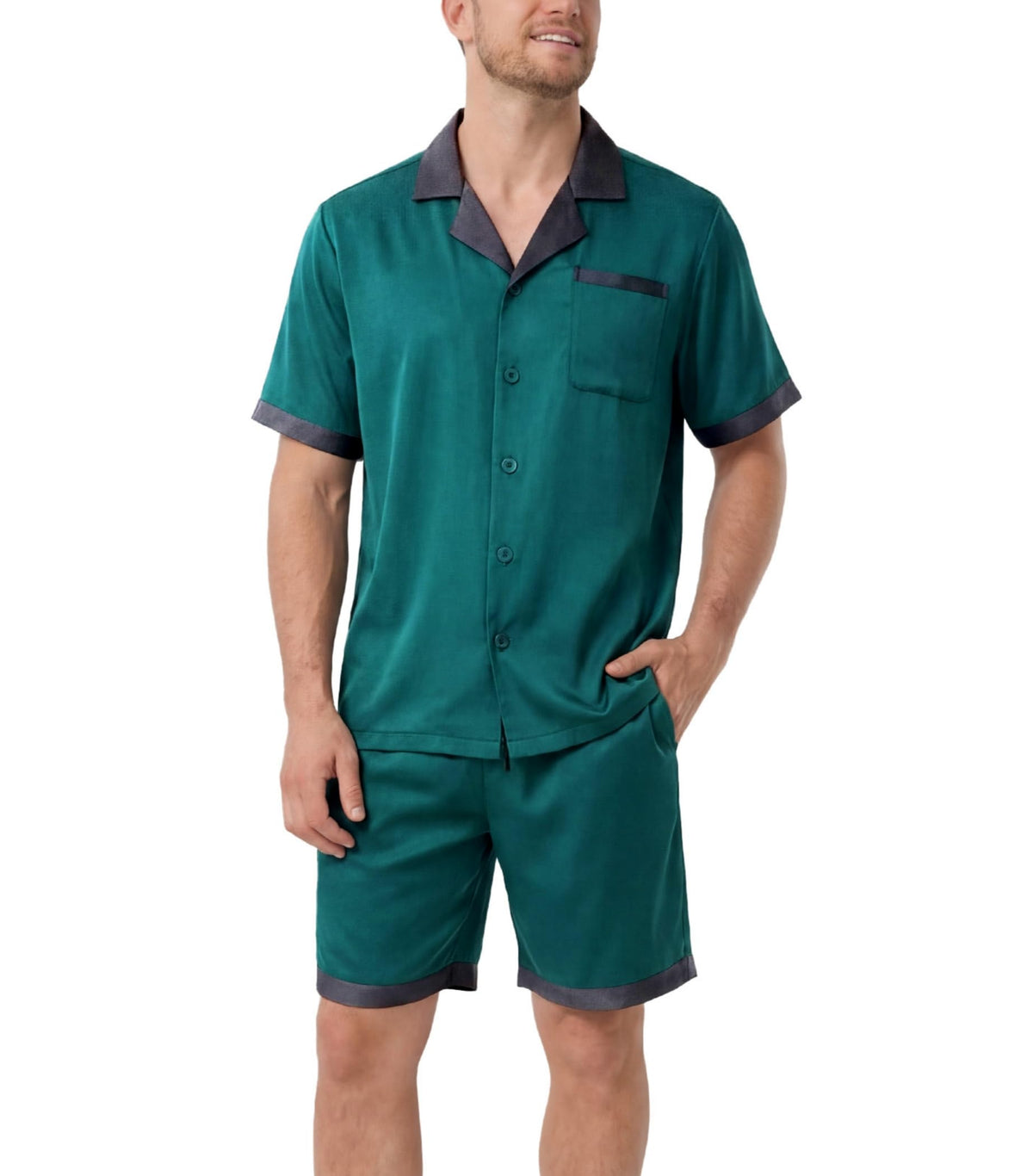 DAVID ARCHY Men's Satin Pajama Set Soft Summer Loungewear