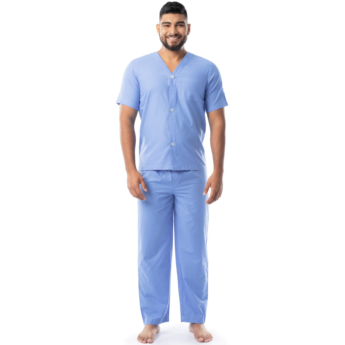 Fruit of the Loom Men's Broadcloth Short Sleeve Top and Long Pants Pajama Set