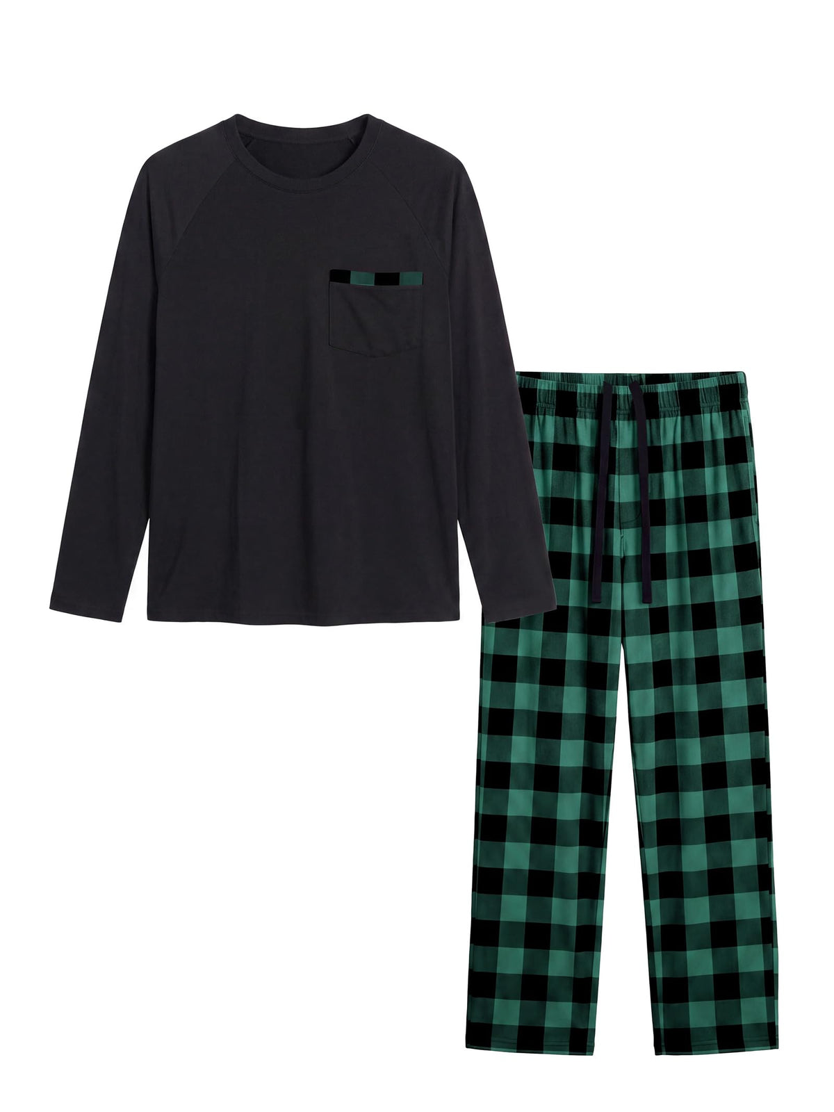Mens Pajamas Set,Long Sleeve T Shirt Pjs Soft 2 Piece Loungewear With Pants