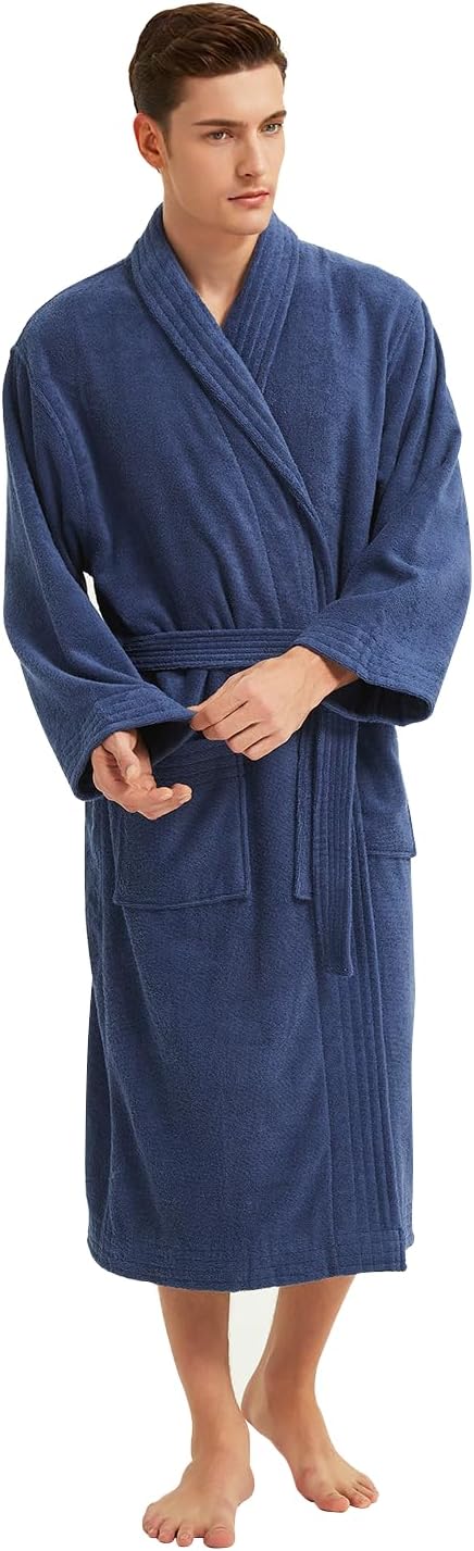ZABER Bathrobe Mens,Pure Cotton Robe for Men,Thick Terry Cloth Bathrobe,Luxury Long Combed Men's Cotton Robe