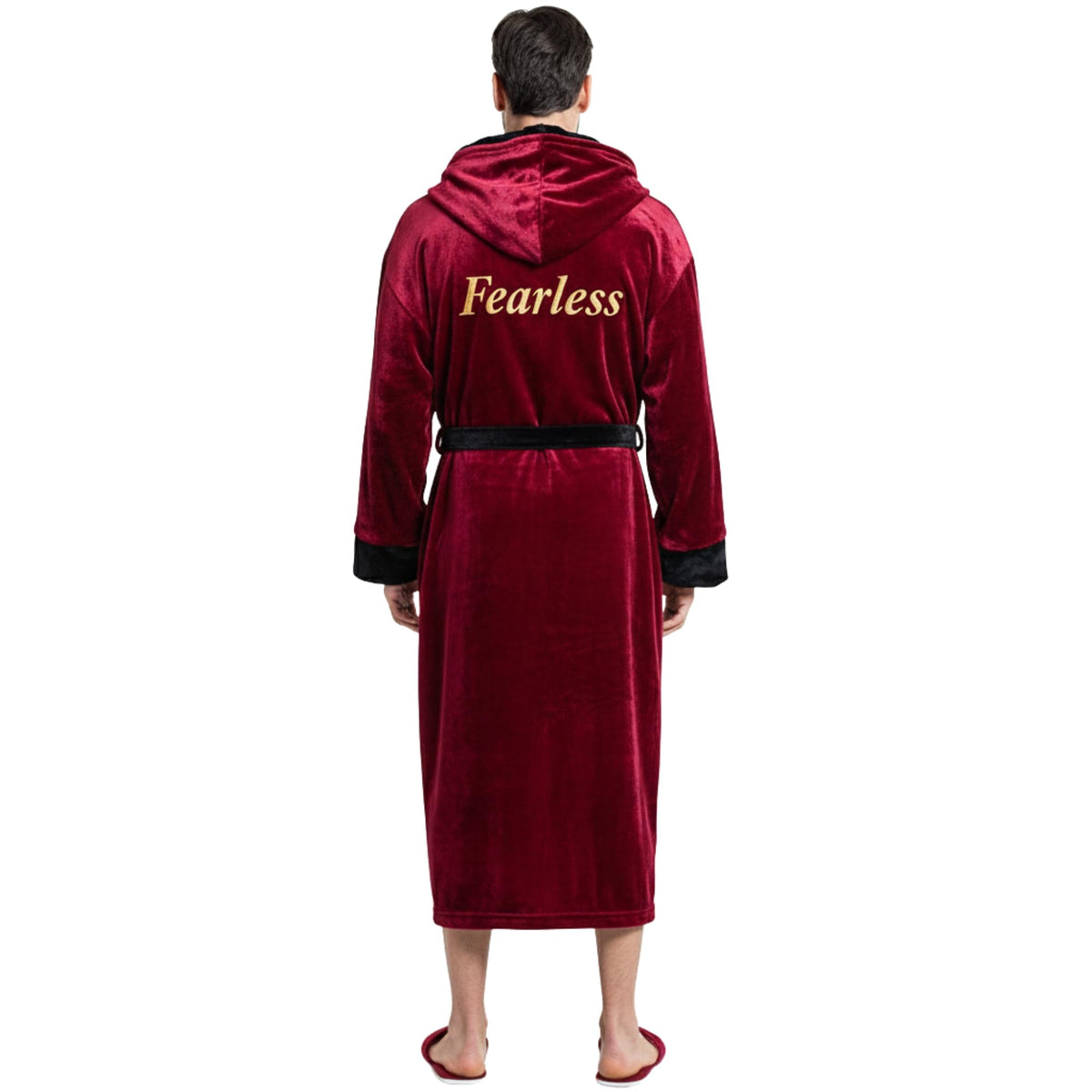 Lotus Linen Personalized Men's Plush Robe - Luxury Hooded Fleece Bathrobe with Custom Embroidery