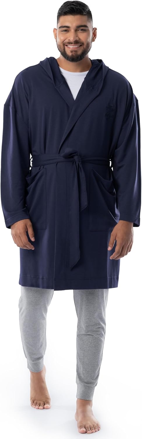 IZOD Men's Micro French Terry Cloth Hooded Bathrobe