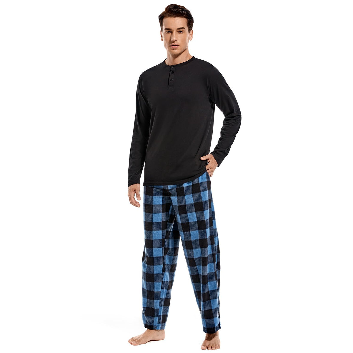 DG Hill Mens Pajama Pants - Pajamas Set Flannel PJ Pants for Men Cotton Top