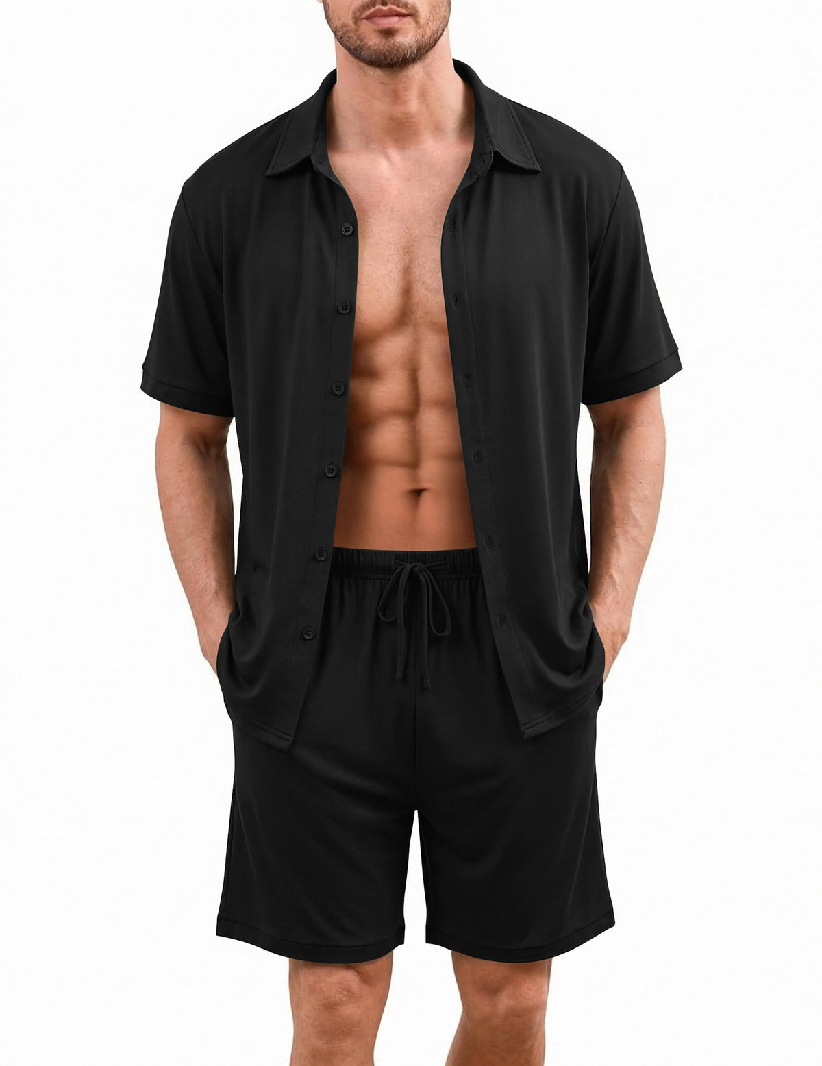 Ekouaer Men's Pajama Sets Button Down Summer Pjs Hawaiian Lounge Set XS-XXL