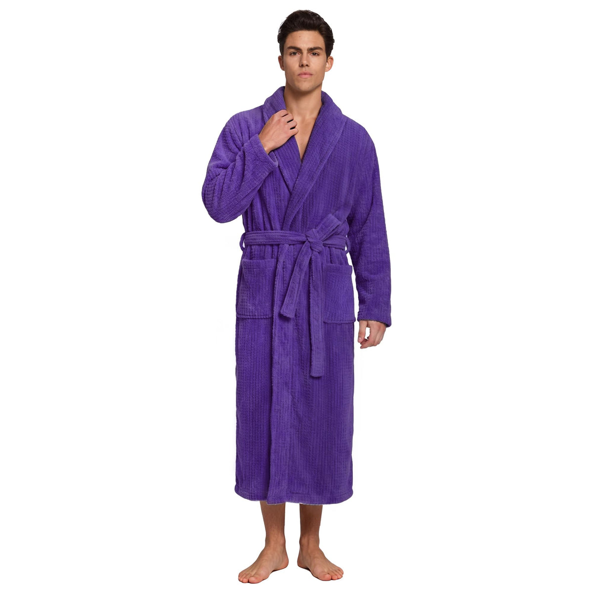 PJGGZ Men's Shawl Collar Bathrobe, Soft Long Towel Robe for Men - Super Absorbent Quick Dry yet Warm