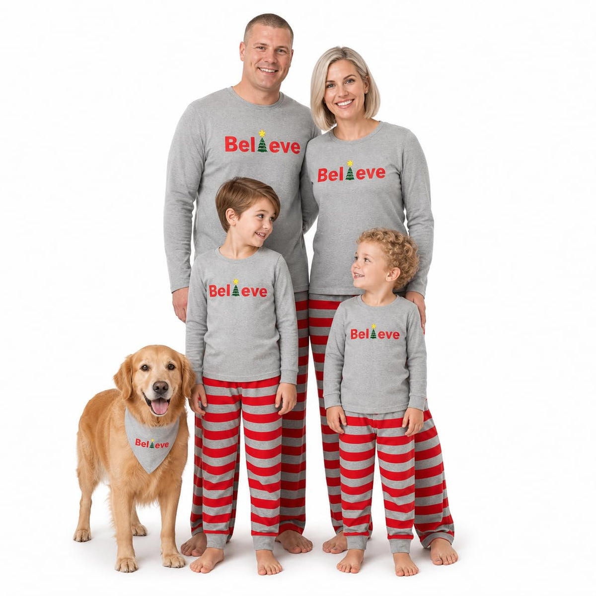 IFFEI Family Christmas Pajamas Matching Sets with Festive Tops and Pockets