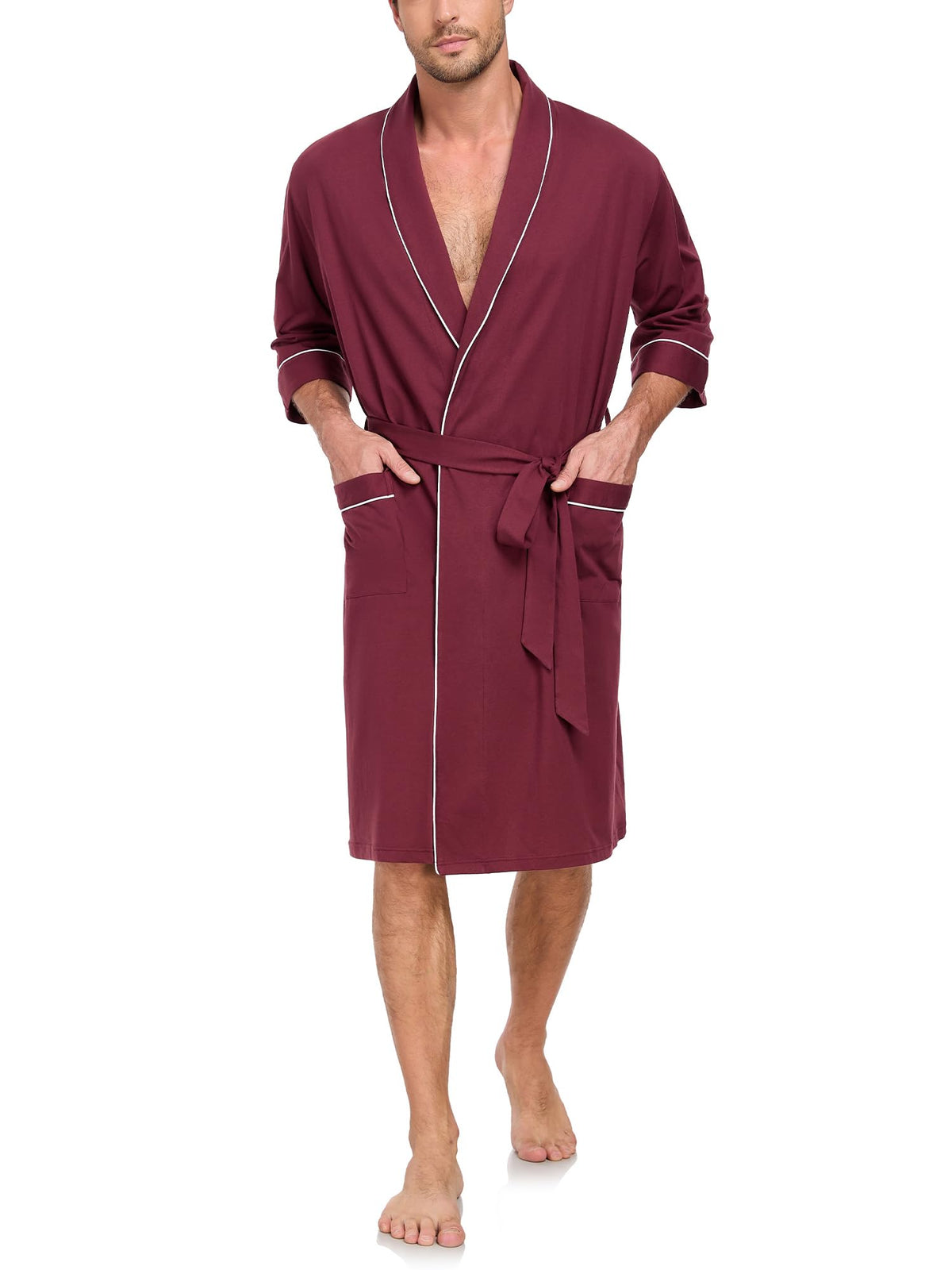100% Cotton Mens Summer Robe Lightweight Bathrobe Multi Color