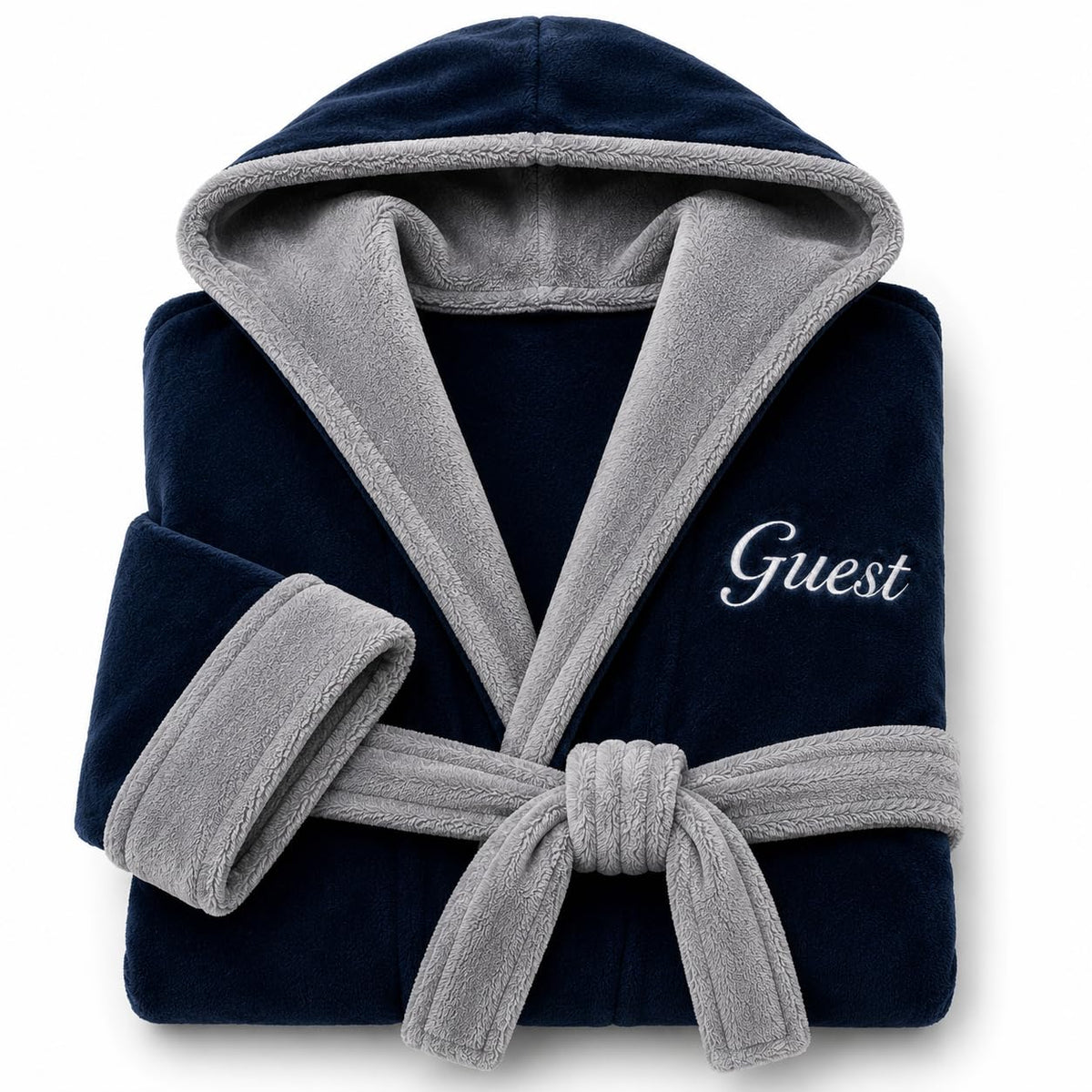 Lotus Linen Personalized Men's Plush Robe - Luxury Hooded Fleece Bathrobe with Custom Embroidery