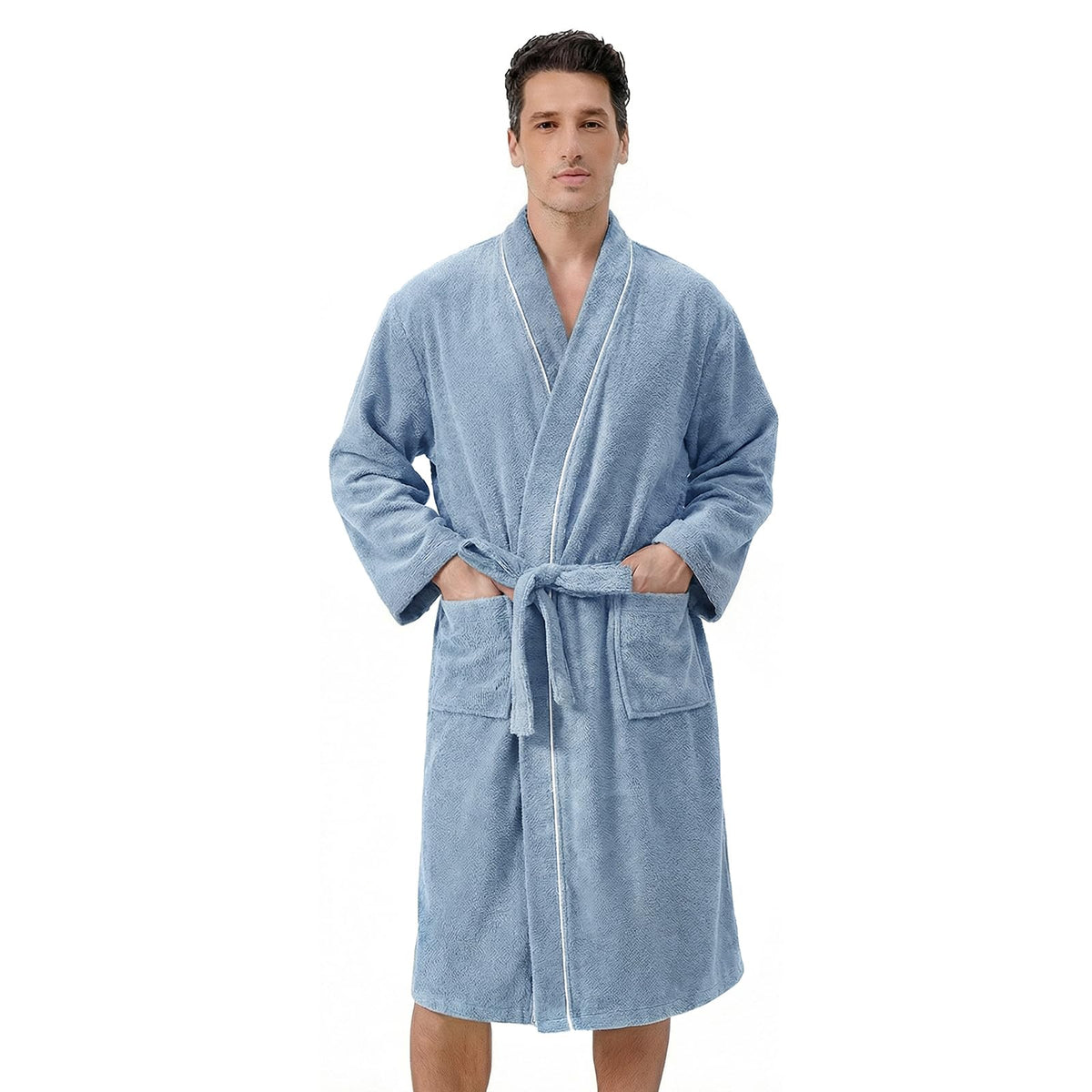 Inner Wish Men's Terry Cloth Bathrobe - Soft Absorbent Quick-Dry Spa Robe with Pockets, Lightweight Robe for Shower