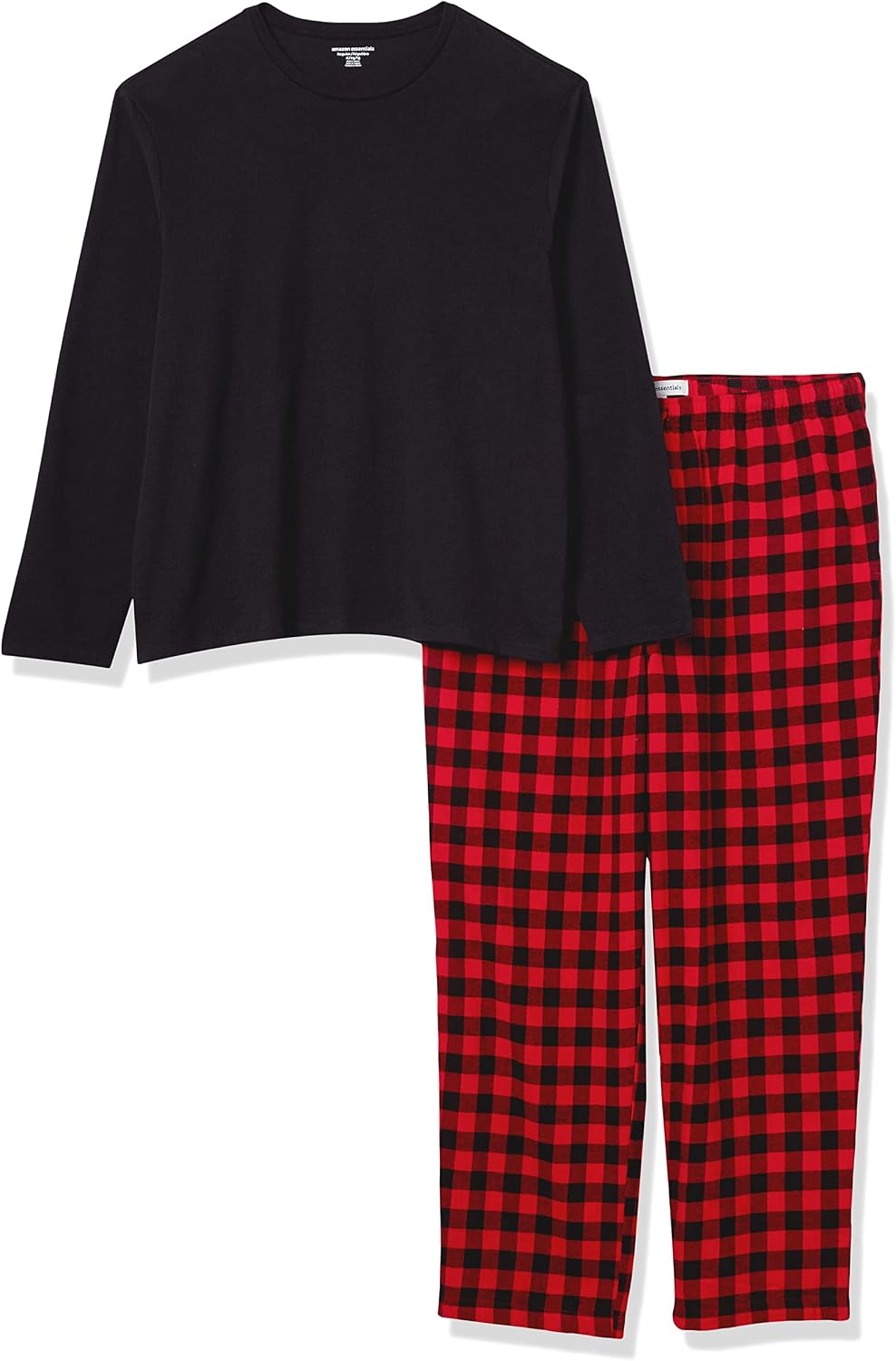 Amazon Essentials Men's 100% Cotton Flannel Pant and Long-Sleeve T-Shirt Pajama Set